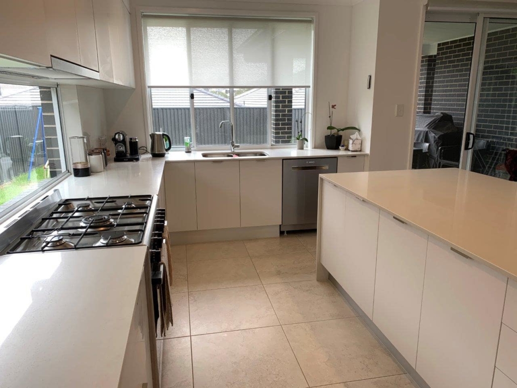 Kitchen cooktop stone bench